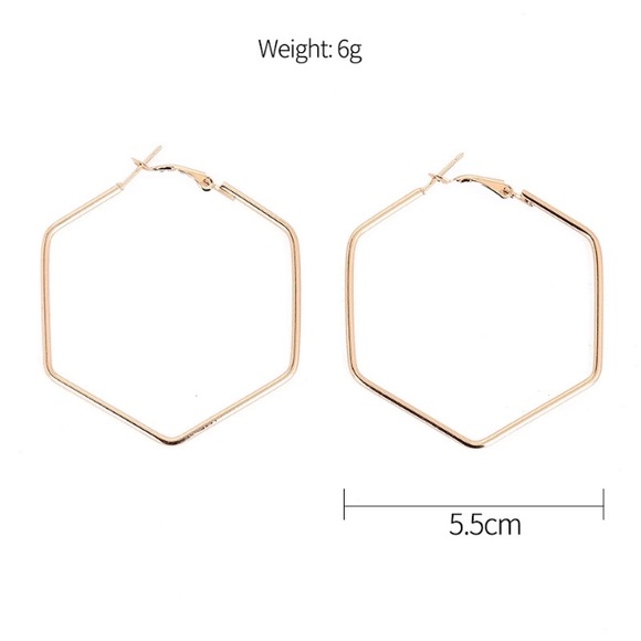 NEW!๐๐ROSE!๐๐GOLDEN! HEXAGON HOOPS!๐๐MODERN! - Picture 4 of 7
